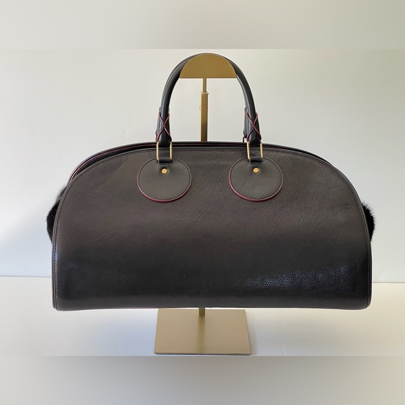 Proenza Schouler Kiri Black Leather Doctor’s Bag Top Handle Goat Hair Satchel - Picture 2 of 15